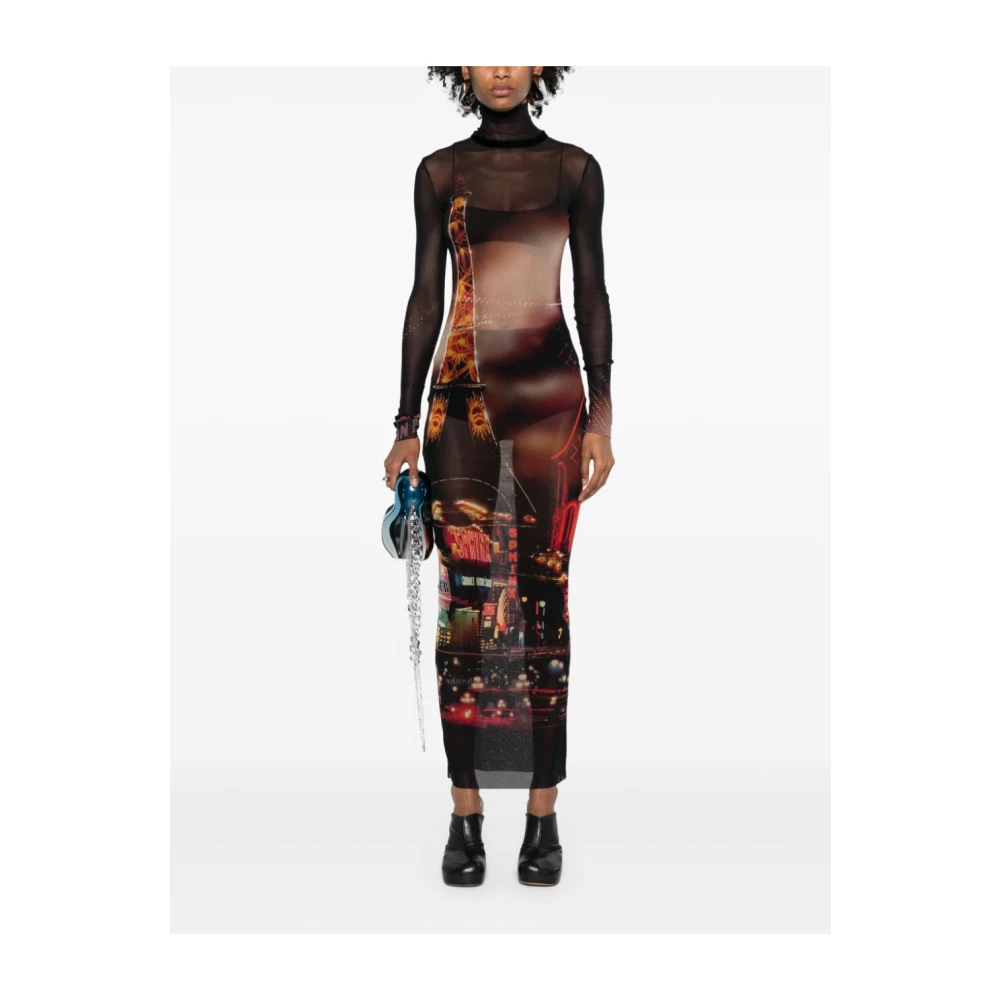 Jean Paul Gaultier Stadsprint Lange Mouw Jurk Multicolor Dames