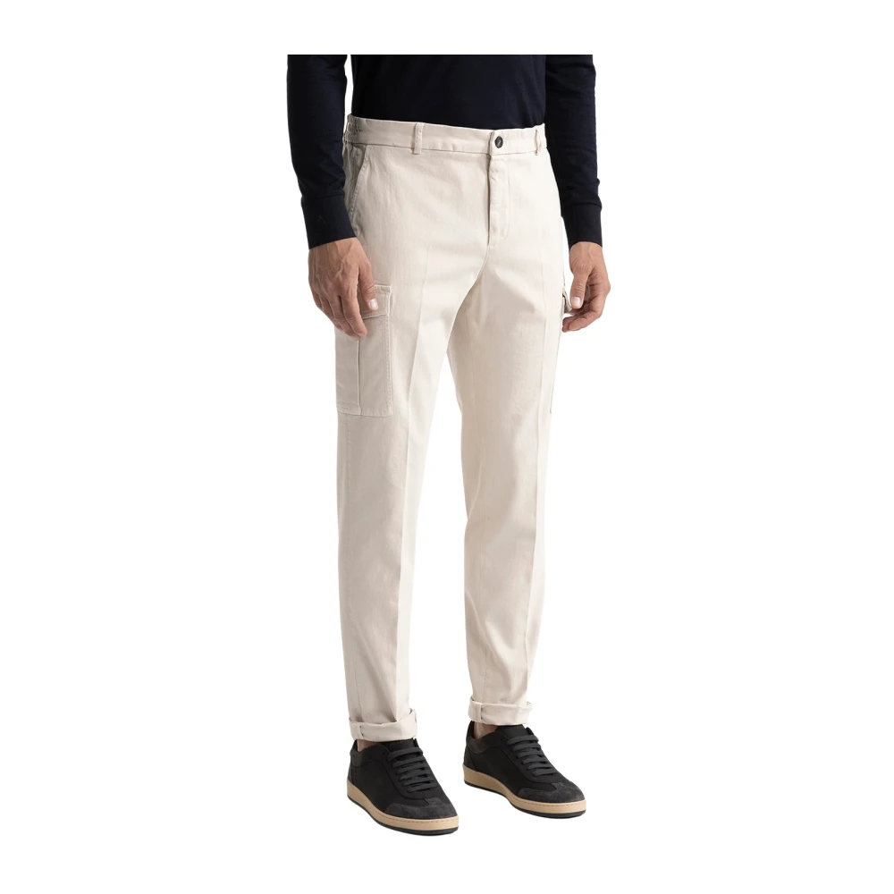 PESERICO Katoenen chino's met zakken Beige Heren