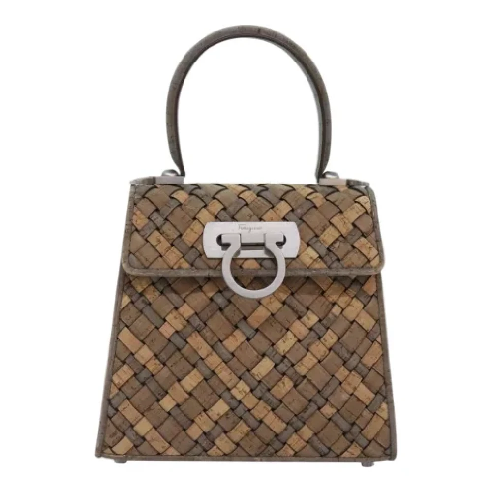 Salvatore Ferragamo Pre-owned Canvas handbags Brown Dames
