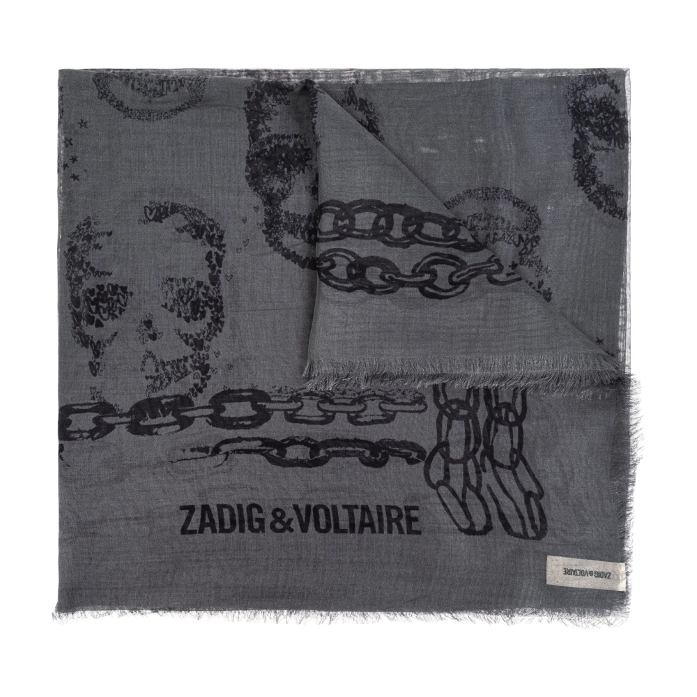 Zadig & Voltaire Sjaal met schedel- en kettingpatroon in lichtroze Gray Dames