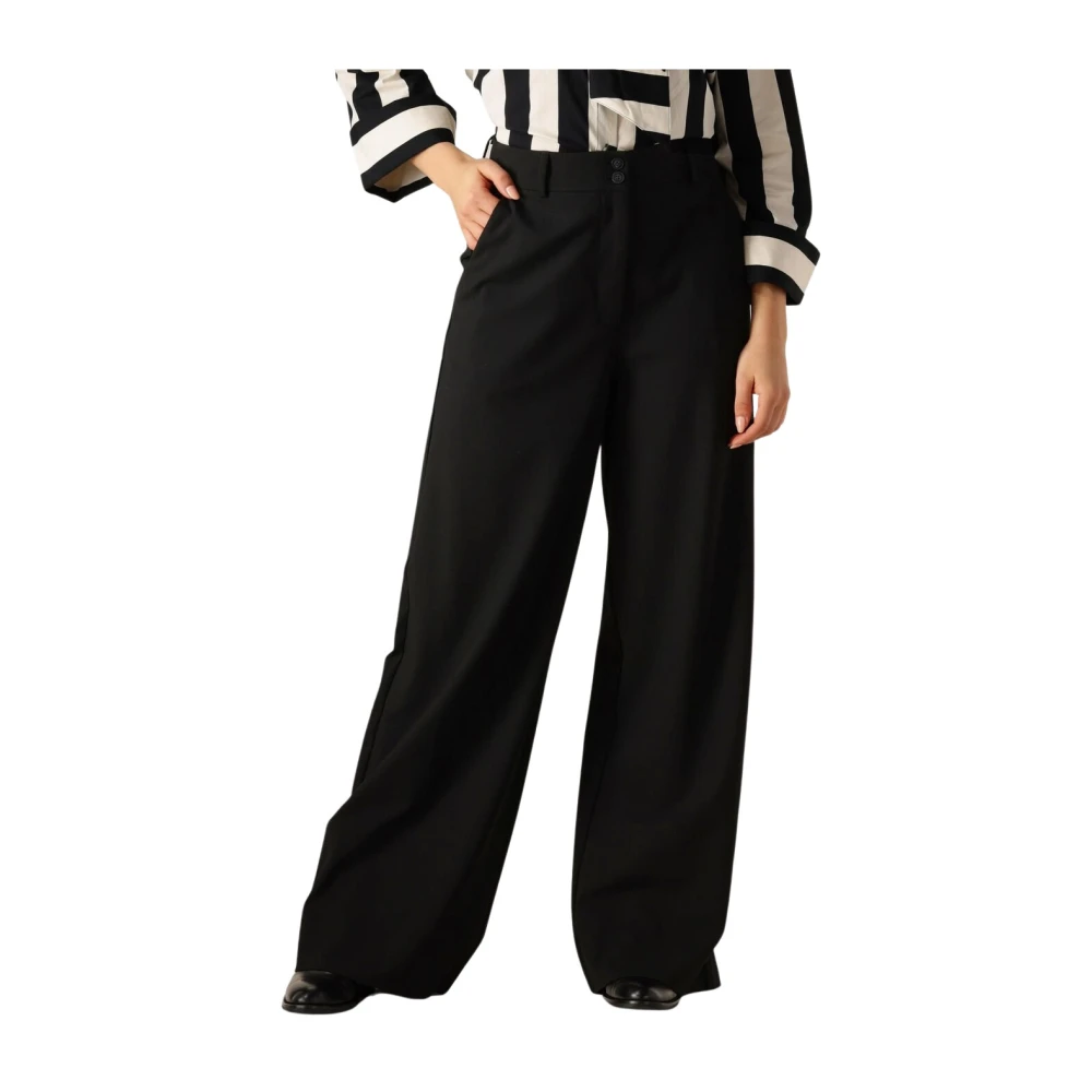 Fiveunits Elegante wijde zwarte broek Black Dames