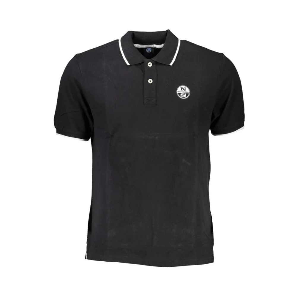 North Sails Herren Schwarz Es Baumwoll-Poloshirt Mit Kurzen Ärmeln