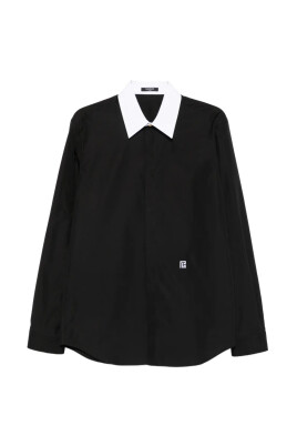 chemise-en-coton-a-col-contrastant