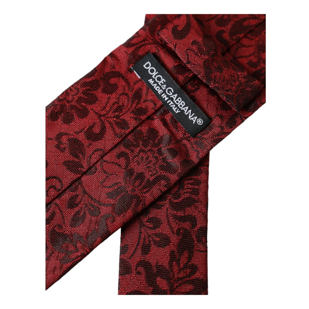 Dolce & Gabbana Rode Bloemen Brokaat Zijden Stropdas Red Heren