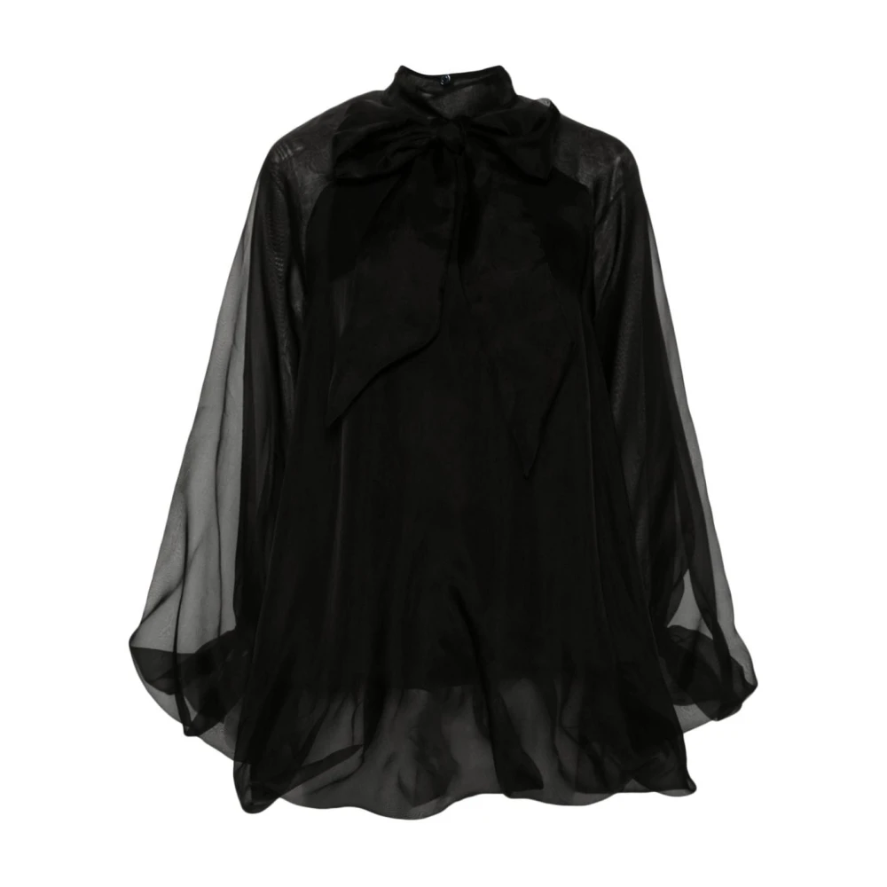Genny Zwarte Zijden Organza Puffball Jurk Black Dames