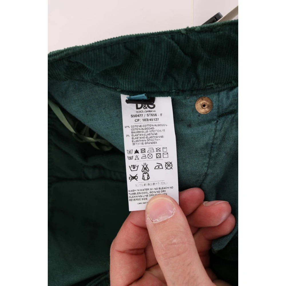 Dolce & Gabbana Elegante Groene Katoenmix Broek Green Dames