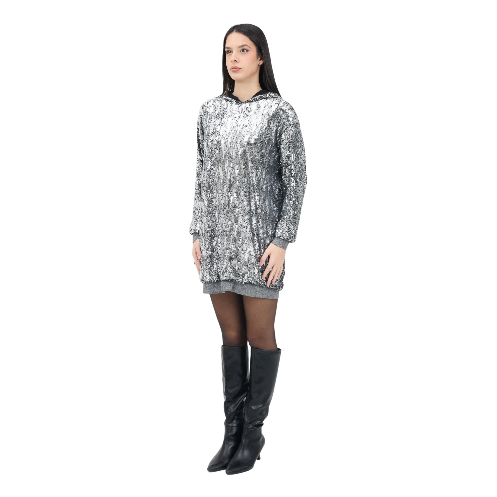 ViCOLO Zilveren Pailletten Korte Jurk Gray Dames