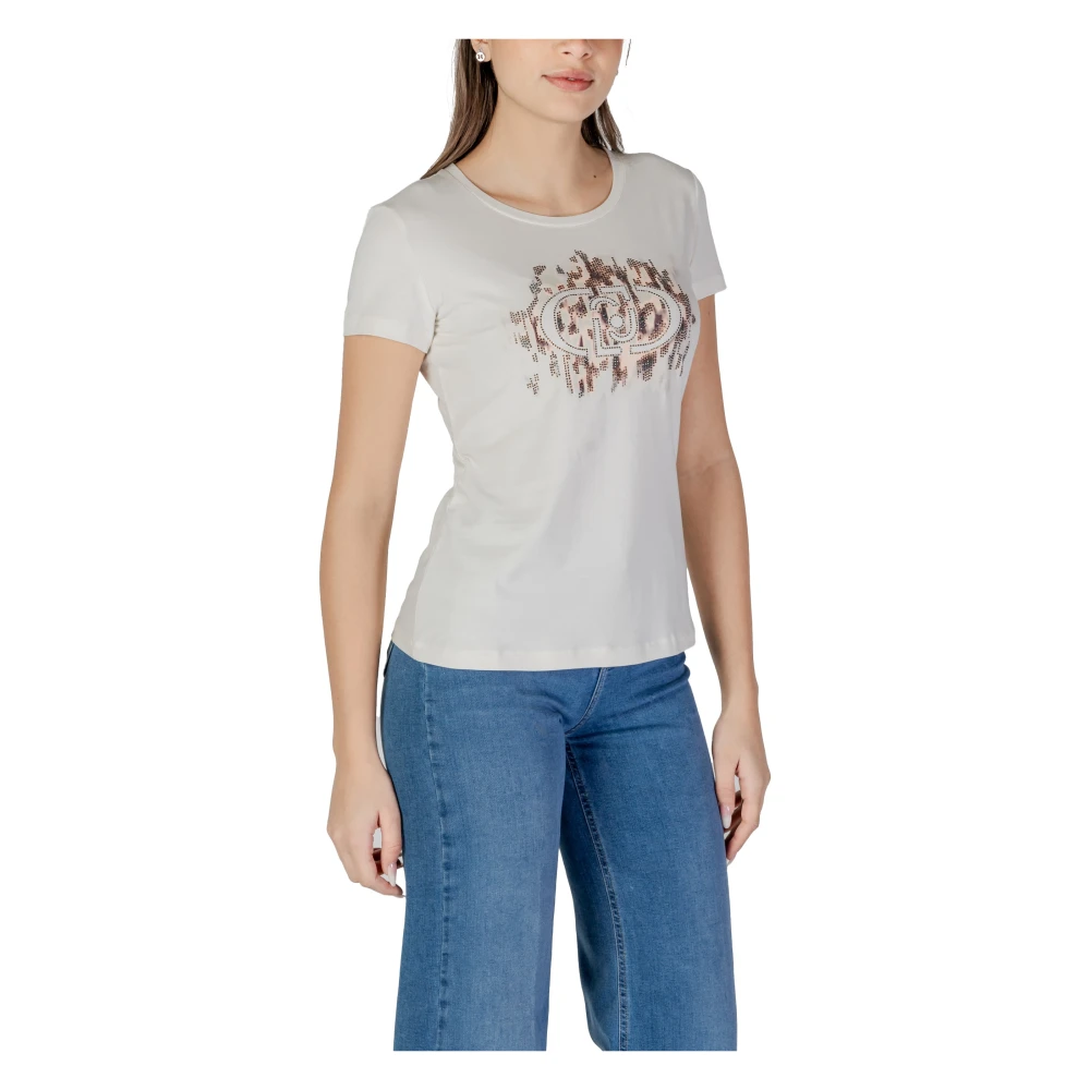 Liu Jo Korte Mouw T-shirt Lente Zomer Collectie Beige Dames