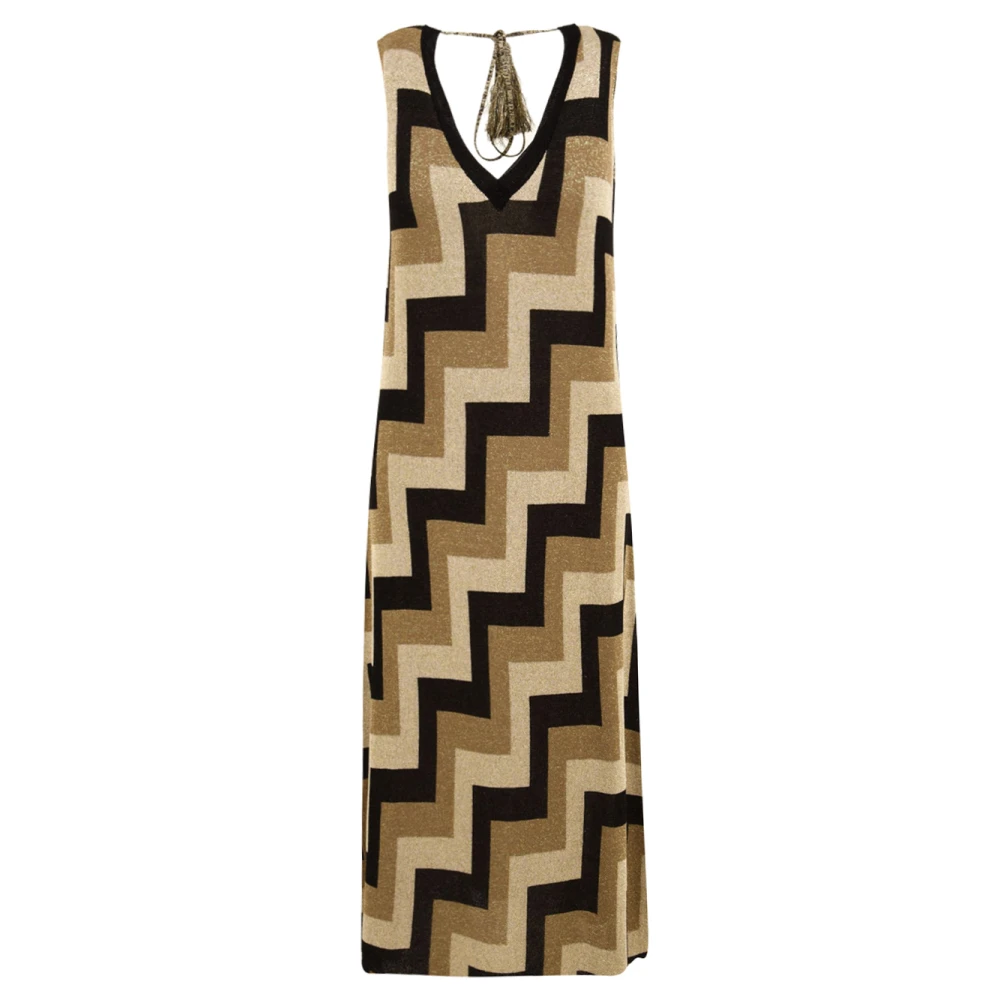 Akep Vrouw Multicolor Zig-Zag Jacquard Lurex Jurk