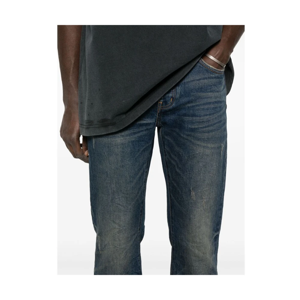 Purple Brand Blauwe Voorknop Jeans Klassieke Vijf Zakken Blue Heren