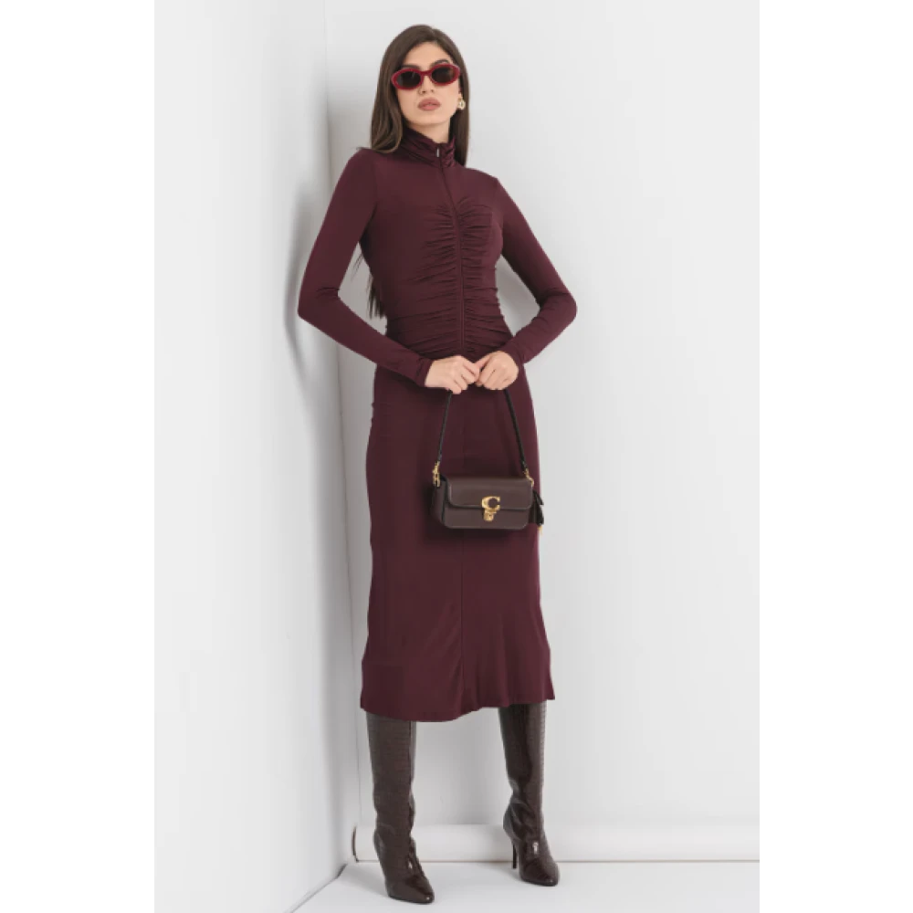 pinko Midi Jurk met Draperie Details Purple Dames