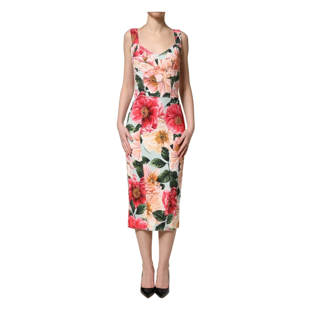 Dolce & Gabbana Women's Multicolor Floral Print Viscose Sheath Dress - Midi Dresses - 2XS - Dresses