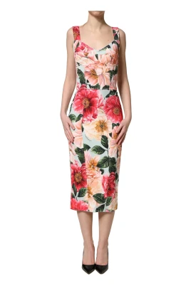 Floral Print Viscose Sheath Dress
