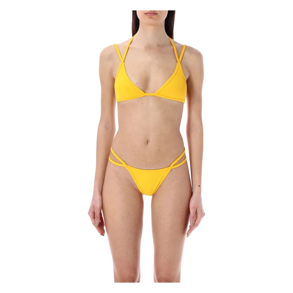 The Attico Gele Ss23 Lycra Rib Bikini Yellow Dames