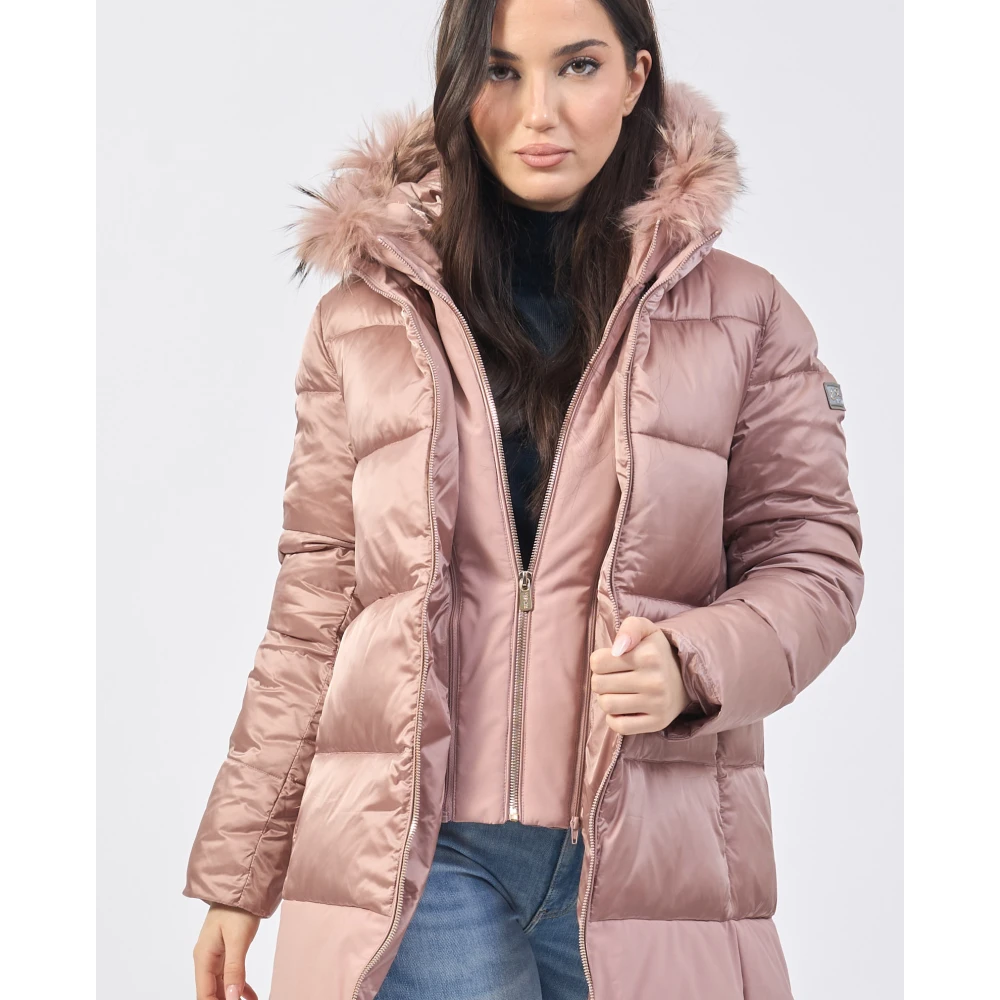 YES ZEE Roze gewatteerde jas met nepbont Pink Dames