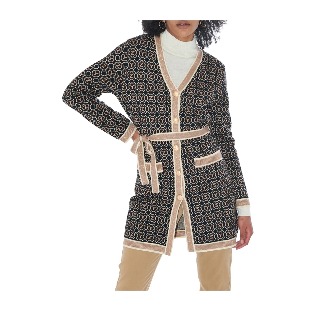 YES ZEE Zwarte V-hals Cardigan Sweater Chic Stijl Black Dames