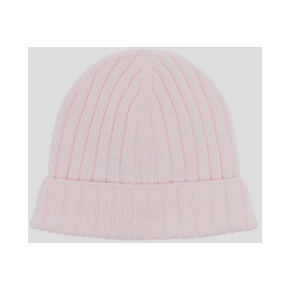Moncler Wollen Logo Beanie Muts Pink Unisex