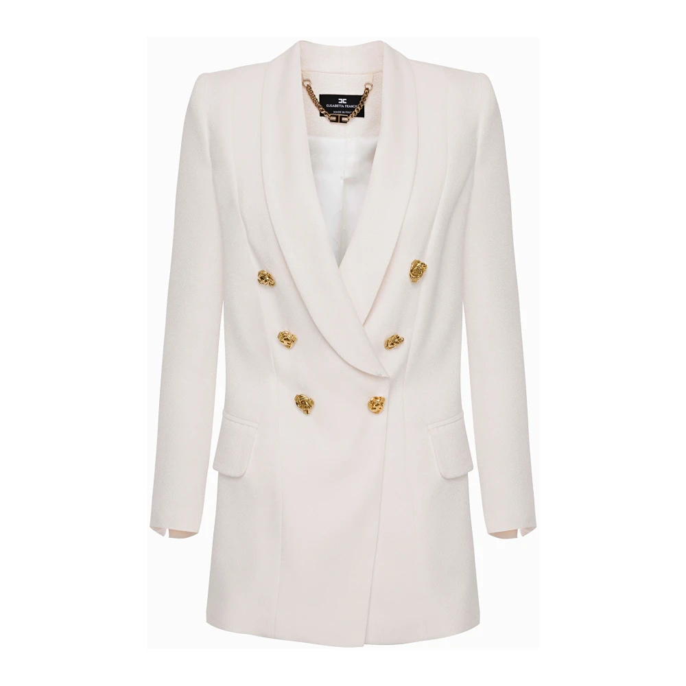 Elisabetta Franchi Lange jas met metalen knopen White Dames