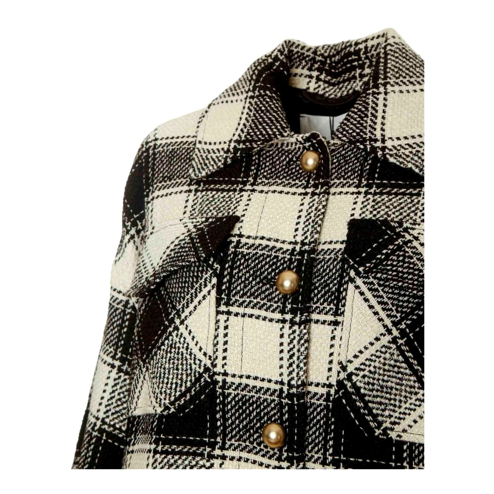 Essentiel Antwerp Goldeneye geruite jas met gouden knopen Black Dames