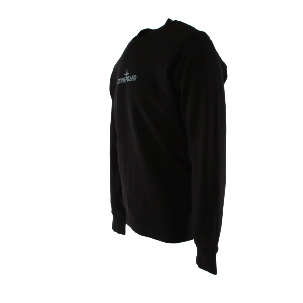 Stone Island Zwarte Katoenen Trui Black Heren