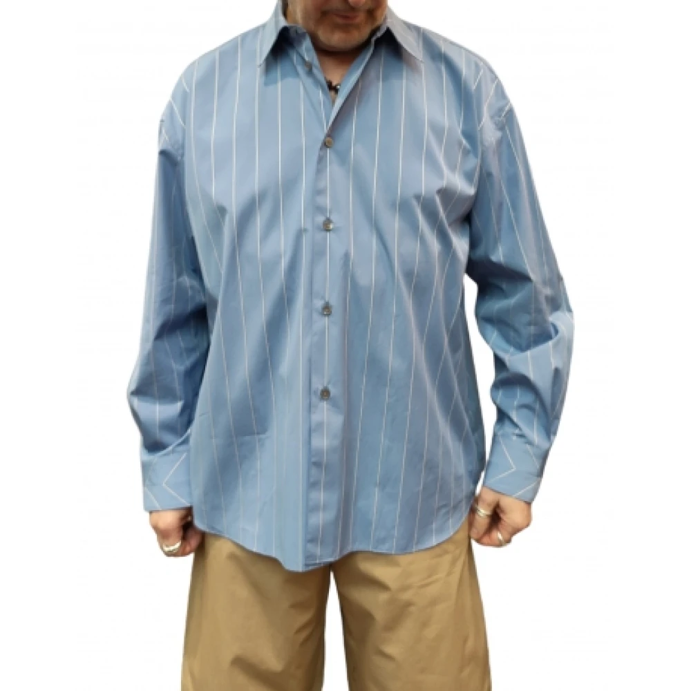 Paul Smith Lichtblauw Gestreept Overhemd Oversized Snit Blue Heren
