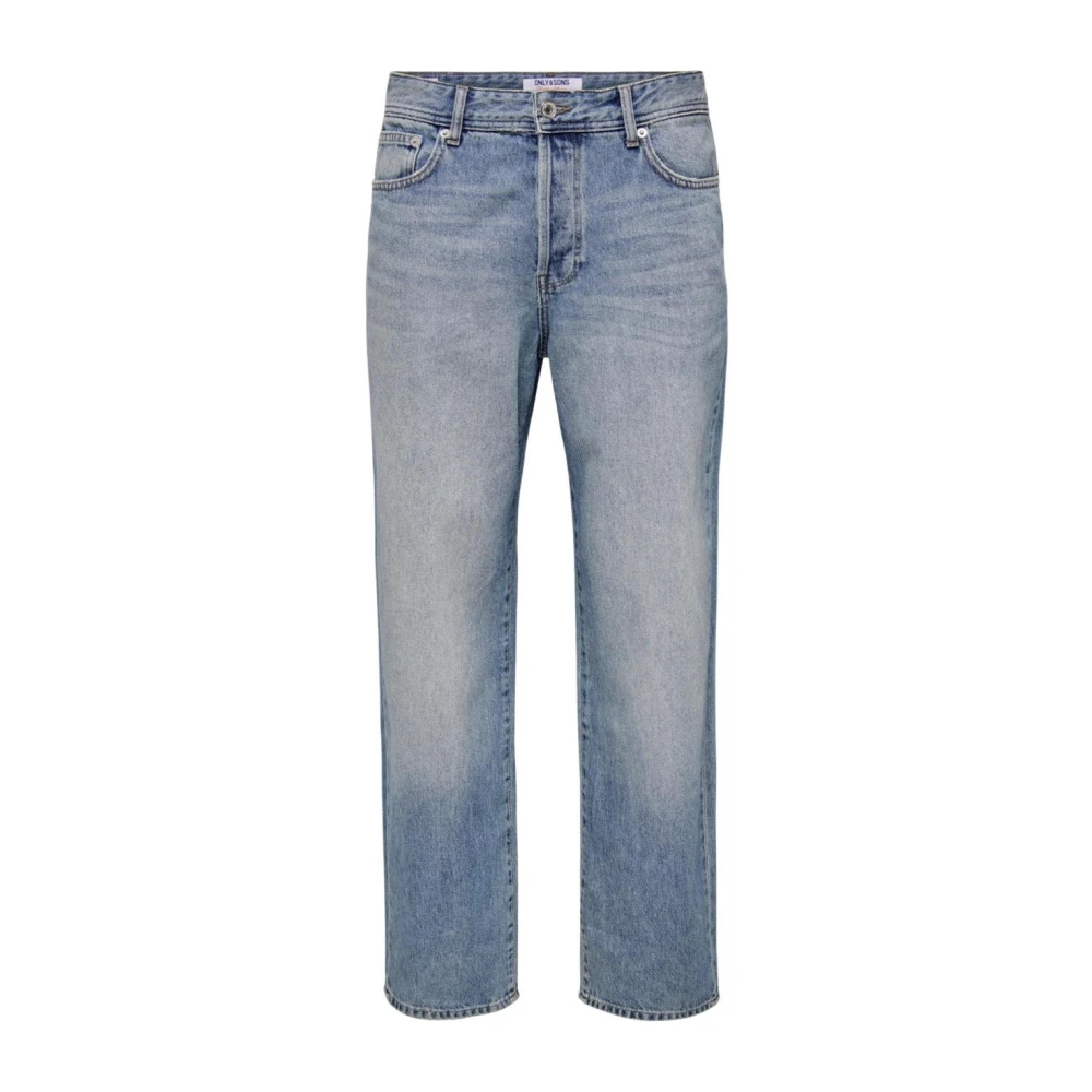 Only & Sons Blå Jeans Med Dragkedja Och Knappfästning Med Fickor