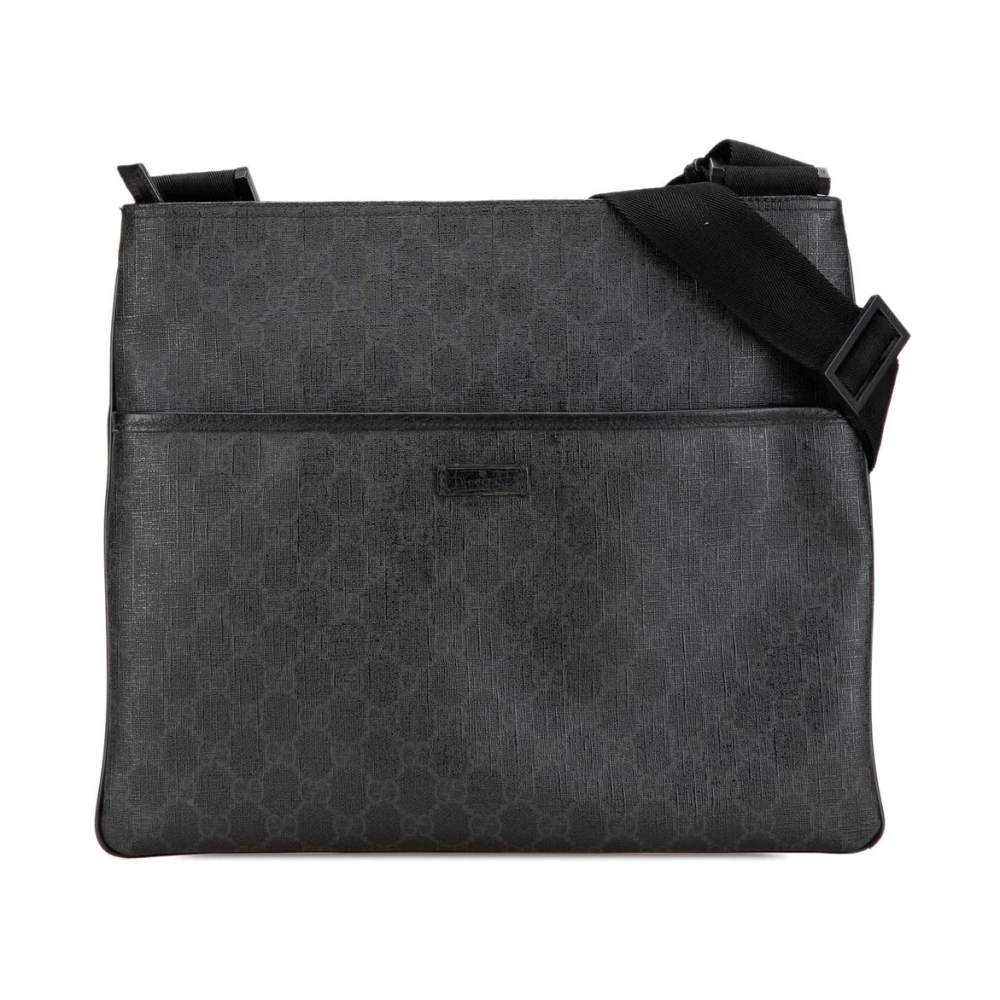 Gucci Vintage Women's Black Pre-Owned Vintage Gg Supreme Monogram Crossbody Bag