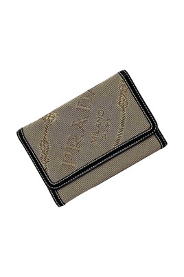 pre-owned-prada-tessuto-key-case-beige