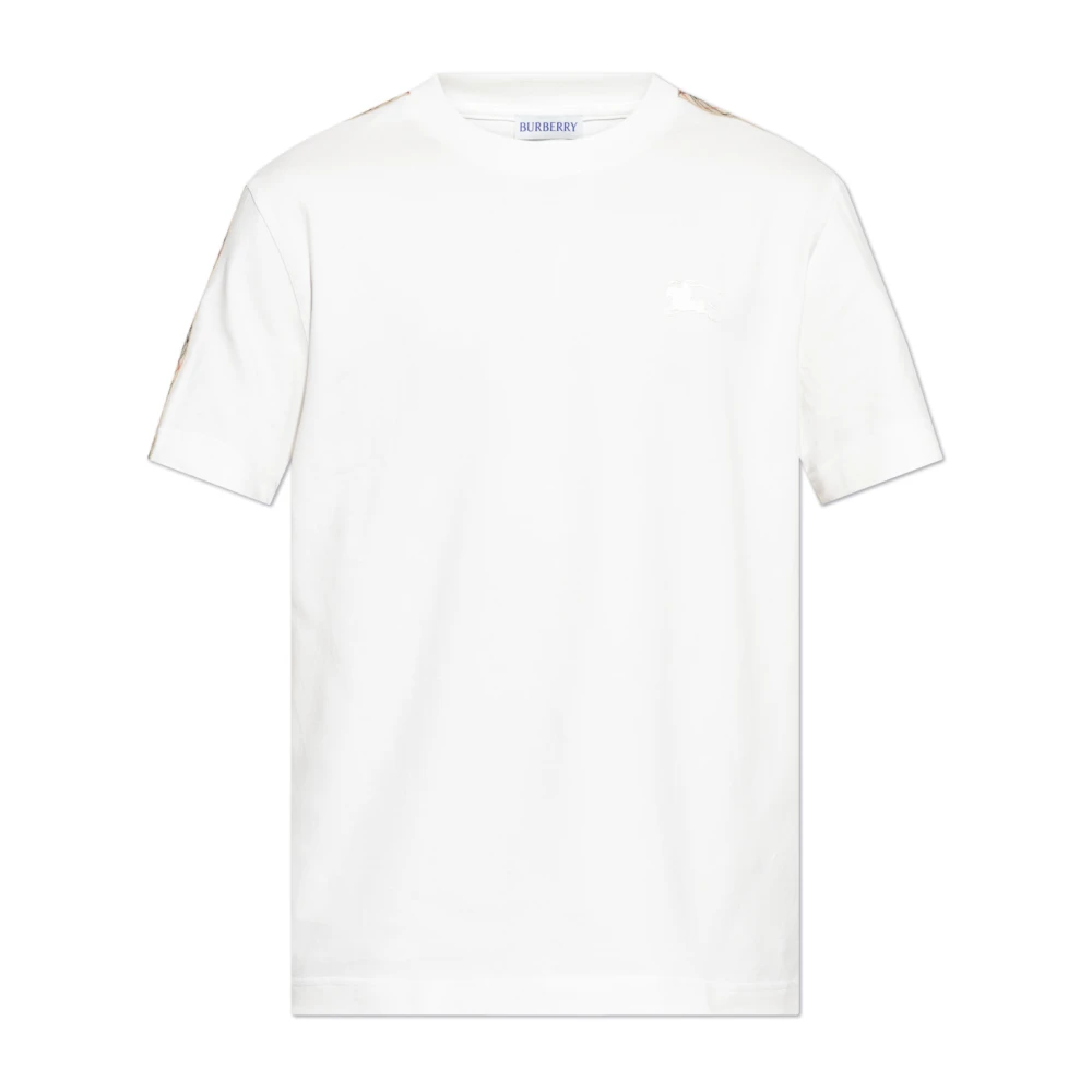 Burberry Men's White Check Shoulder-Tape T-Shirt, T-Shirts, Xl, Tops