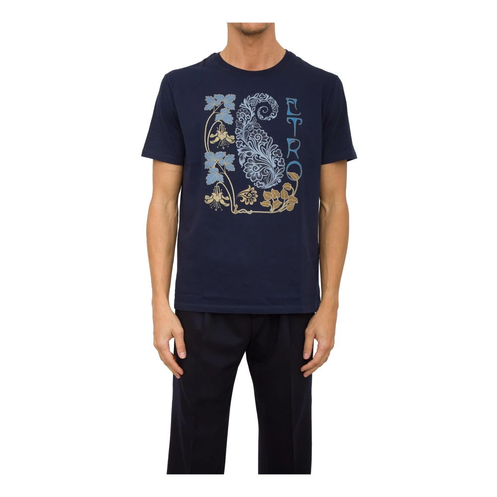 ETRO Blauwe Roma T-shirt Blue Heren