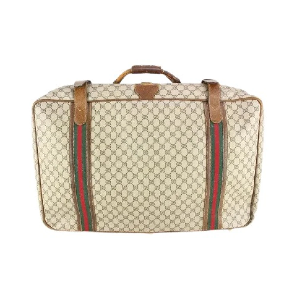 Gucci Vintage Canvas Gucci Väskor, Begagnade, Tillverkade i Italien Beige, Dam