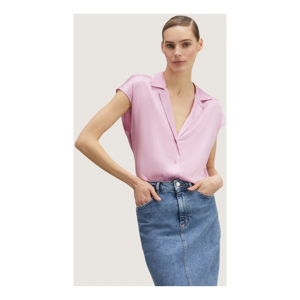 Motivi Satin Kimono Blouse met Vleermuismouwen Pink Dames