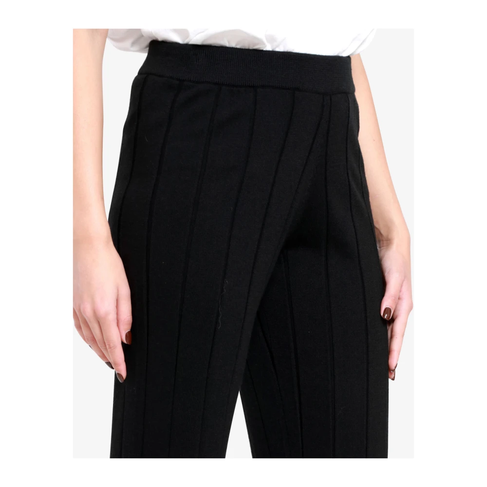 Gran Sasso Zwarte Merinowol Wijde Pijp Broek Black Dames
