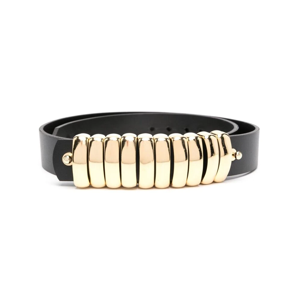 Federica Tosi Zwart Leren Ring Riem met Goudkleurige Hardware Black Dames