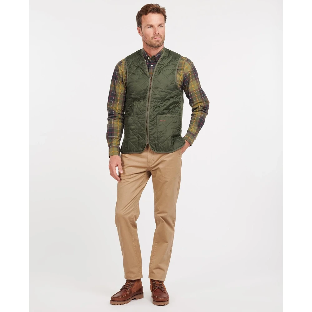 Barbour Gewatteerd vest met tartan voering Green Heren