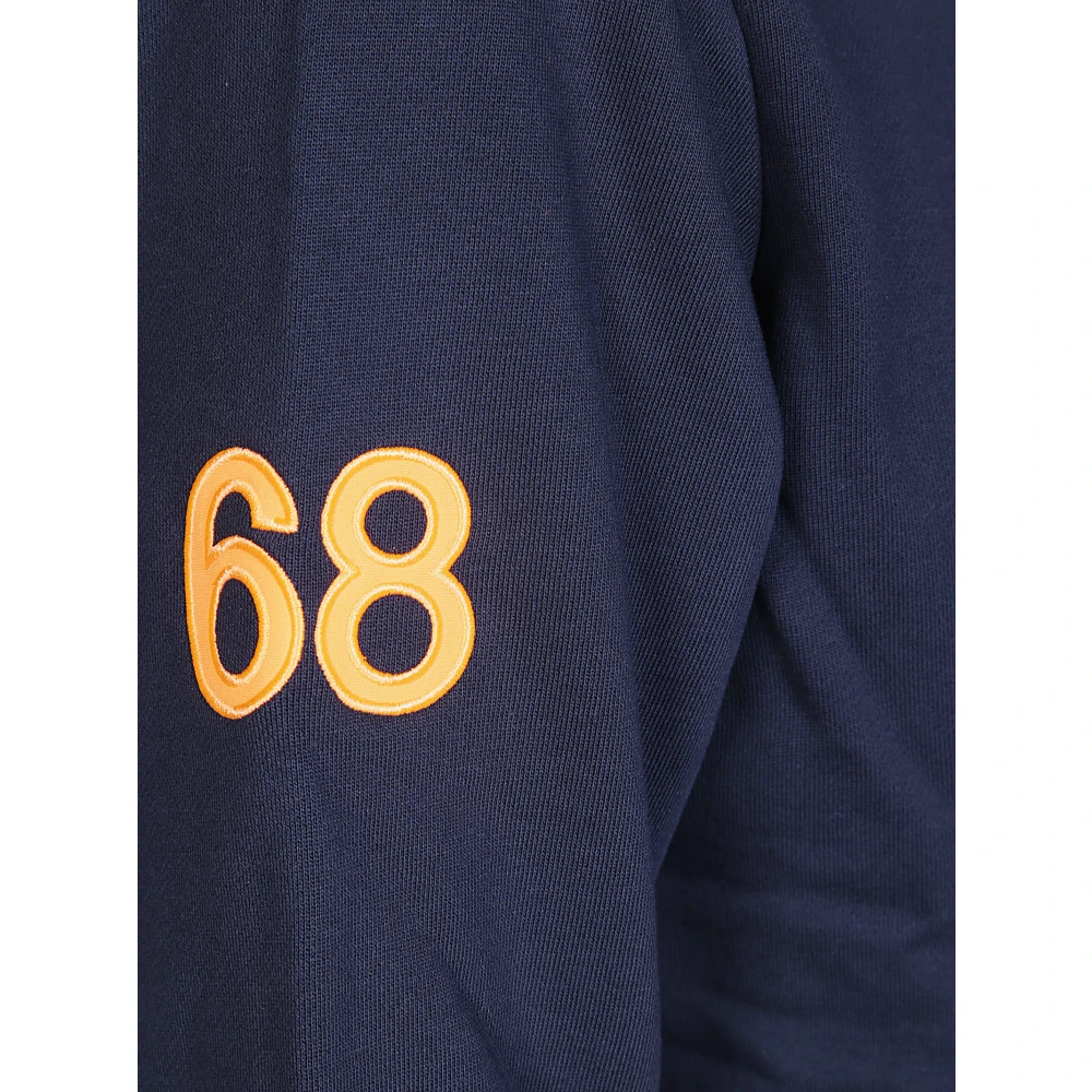 Sun68 Fluorescerende katoenen hoodie met ritssluiting patch Blue Heren