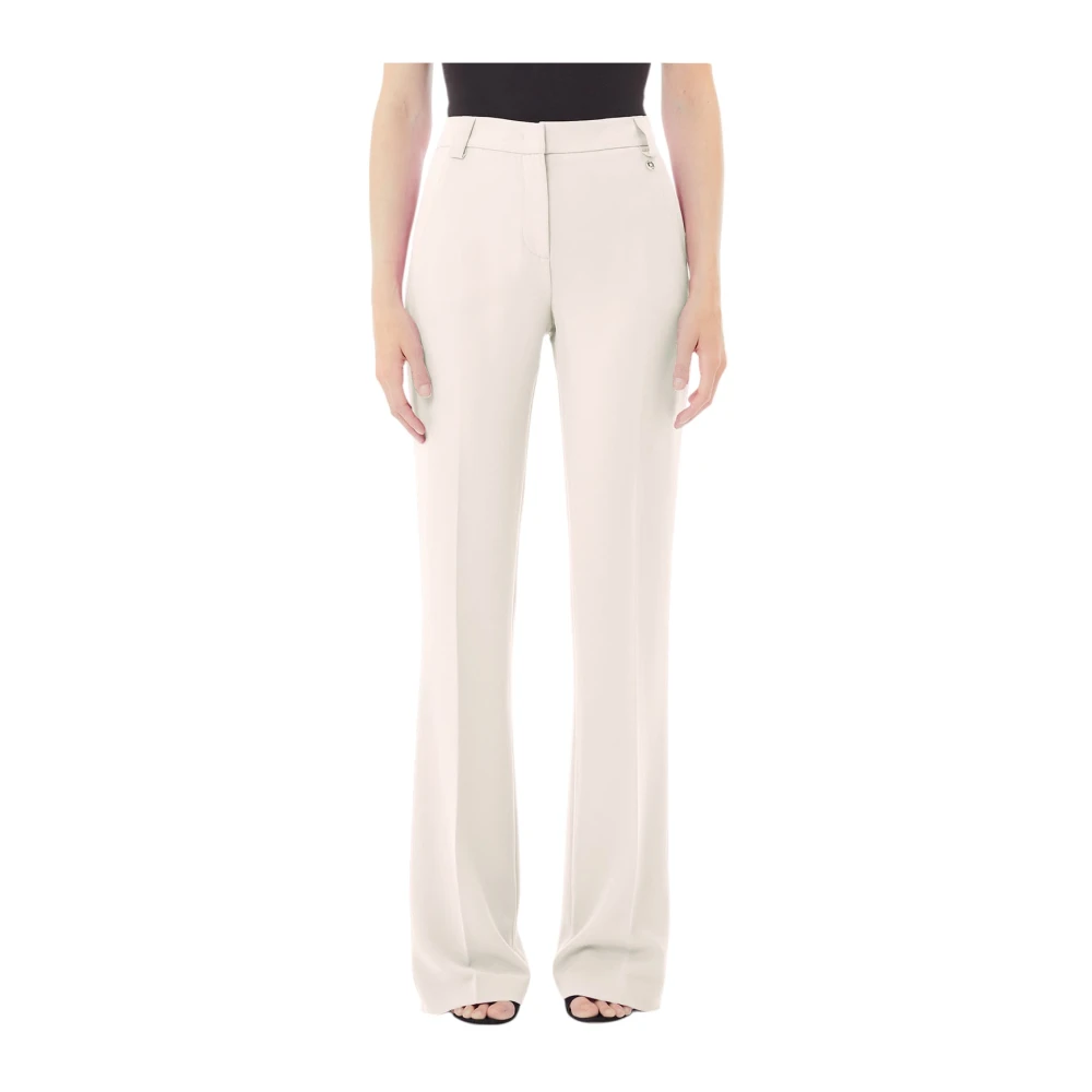 Liu Jo Women's White Wide Trousers,, Stylish Blend Of Polyester And Elastane Medium