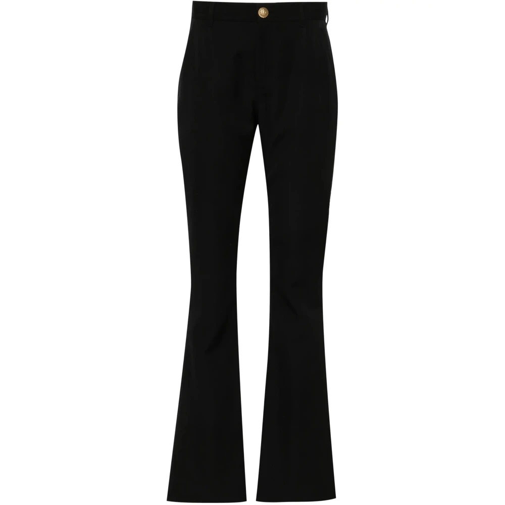 Balmain Black Twill Flared Trousers - Female - Wide Trousers - M - Trousers