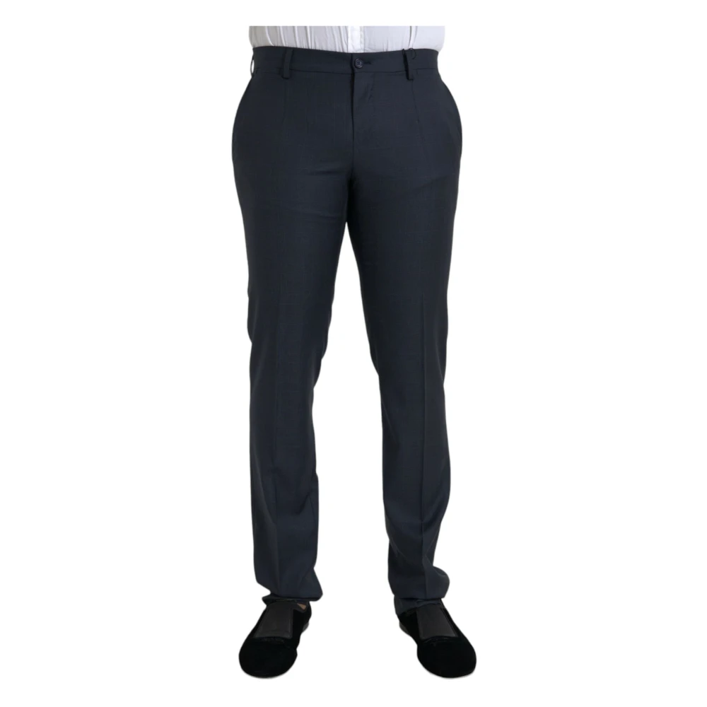 Dolce & Gabbana Blauwe Wol Heren Skinny Jurk Broek Blue Heren