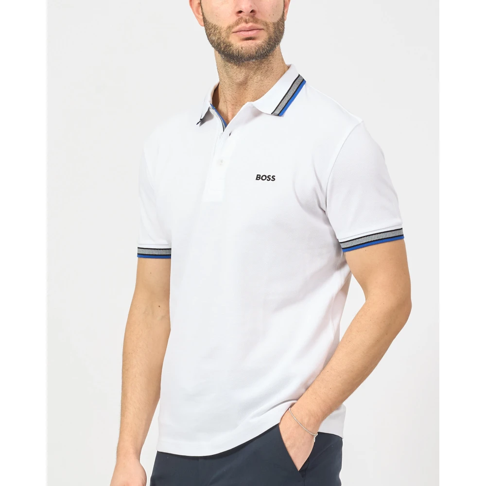 Hugo Boss Polo met Contrastbies White Heren