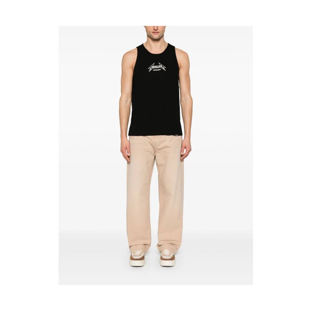 Represent Zwarte Logo Print Mouwloze T-shirt Black Heren