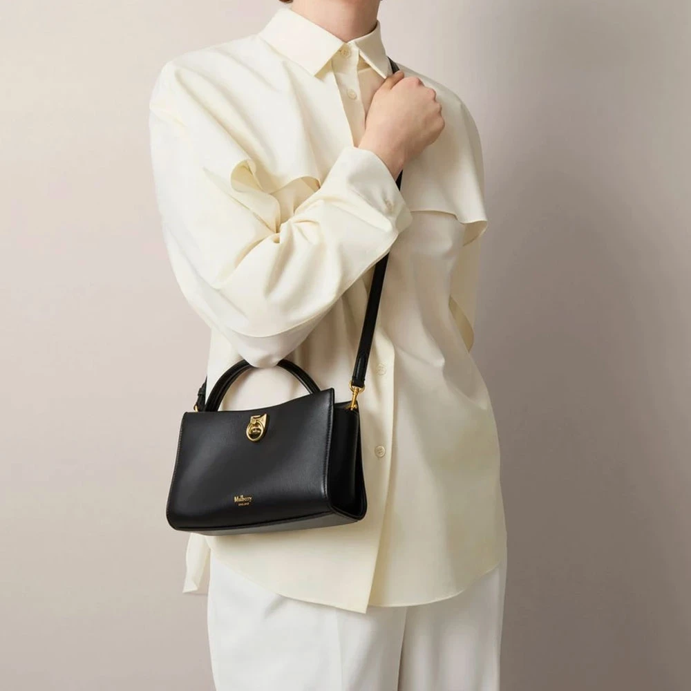 Mulberry Mini Iris Zwarte Lederen Tas Black Dames