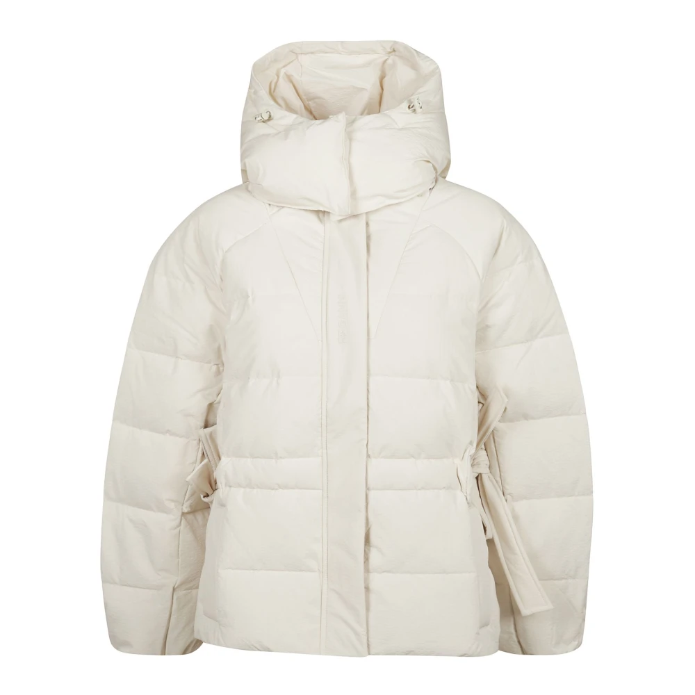 Ganni Seersucker Puffer Jas Beige Dames