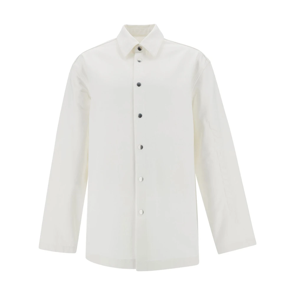Jil Sander Mannelijk Wit Overhemden Heren, L, Denim, Cotton Denim Shirt