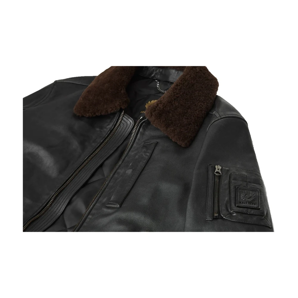Belstaff Klassiek Zwart Leren Bomberjack Black Heren