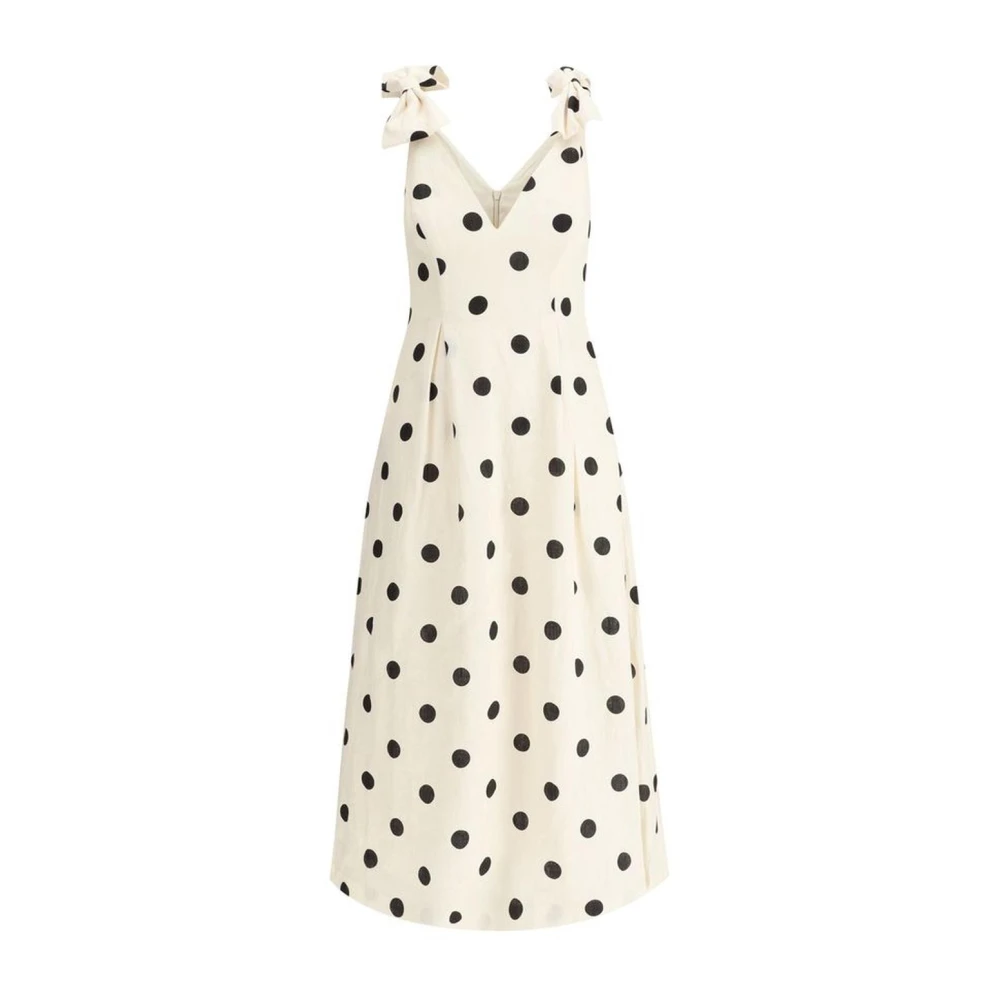 Zimmermann Polka Dot Midi Jurk met Strik White Dames