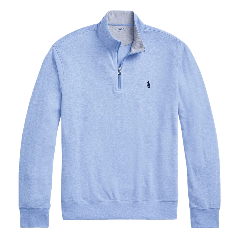 Polo Ralph Lauren Katoenen Half-Zip Gebreide Kleding met Geborduurd Logo Blue Heren