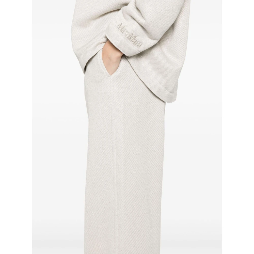 Max Mara Beige Broek met Elastische Tailleband en Lurex Details Beige Dames