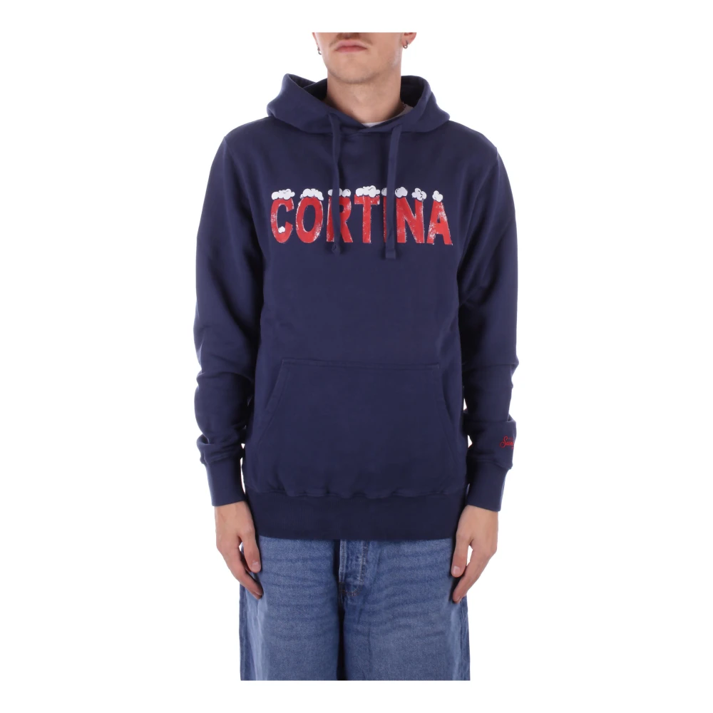 Saint Barth Rode Logo Sweater met Zijzak Blue Heren