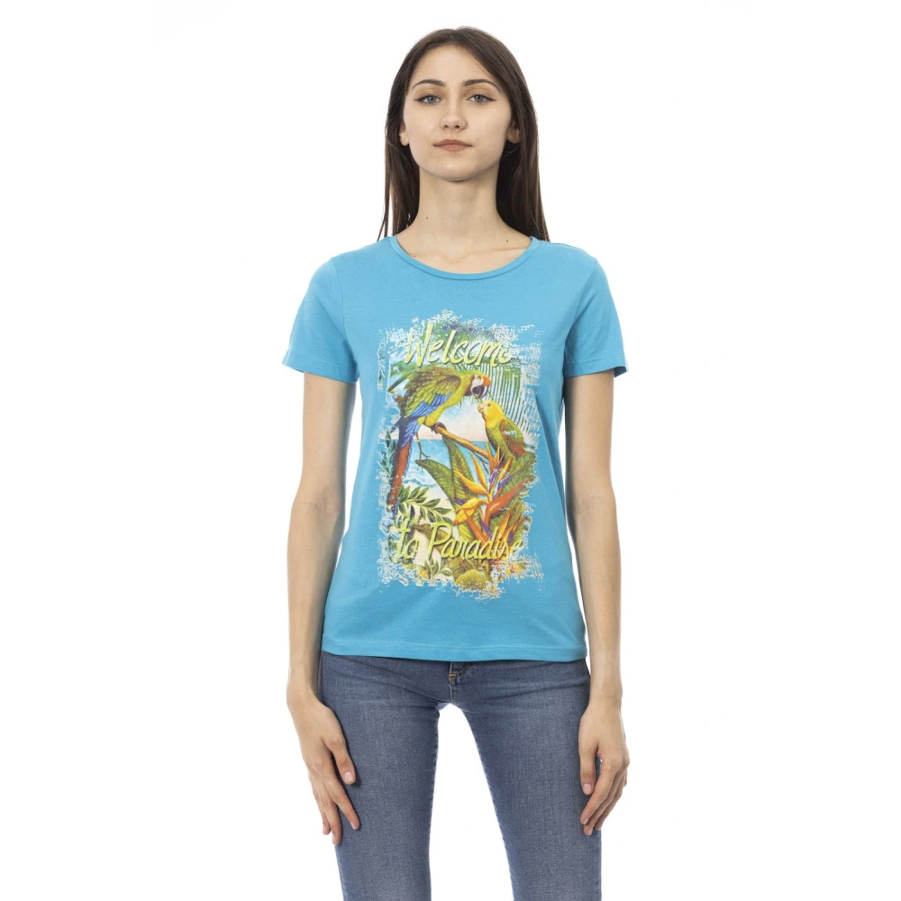 Trussardi Donna Blu - Casual T-Shirt A Manica Corta Con Scollo Rotondo - Tops - L